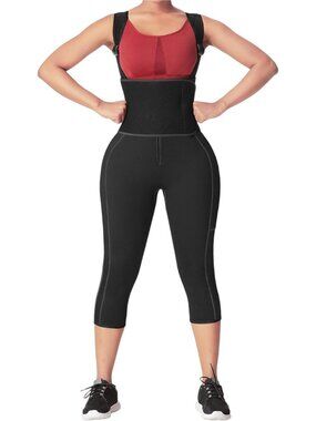Neoprene Plus Body Shaper Sauna Suit Waist & Thigh Trainer Removable Belt - 5XL